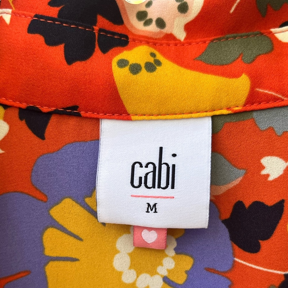 Cabi Orange Floral Visionary Replay Style Blouse Top Women’s Medium 5892 - Picture 5 of 5